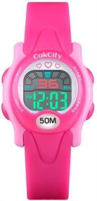 img 4 attached to 🕒 CakCity Kids Watch Digital Waterproof for Girls and Boys - Cute LED Watches with Luminous Alarm Stopwatch Wrist Watch for Little Children Aged 3-10 Years