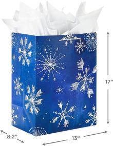 img 2 attached to 🎁 "Гигантские праздничные пакеты Hallmark размером 17 дюймов с бумагой для упаковки, набор из 3-х штук: звездные снежинки на темно-синем фоне - идеально для Рождества, Хануки, свадеб, дней рождения