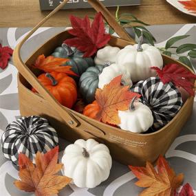 img 1 attached to 🎃 12 PCS White Blue Orange Artificial Rustic Pumpkins Decor for Fall, Halloween, Thanksgiving, Harvest Embellishing, and Displaying