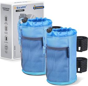 img 4 attached to 🚲 Universal GEARV Bike/Scooter/Wheelchair Cup Holder: Convenient Water Bottle Holder with Net Pocket & Cord Lock (Ocean Blue)