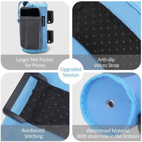 img 3 attached to 🚲 Universal GEARV Bike/Scooter/Wheelchair Cup Holder: Convenient Water Bottle Holder with Net Pocket & Cord Lock (Ocean Blue)
