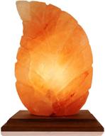 natural rock hymilayian salt lamp - genuine wood base salt lamp with on and off switch/dimmer - 5-7 lbs - bulb with 6-8 inches ul electric corded (leaf) logo