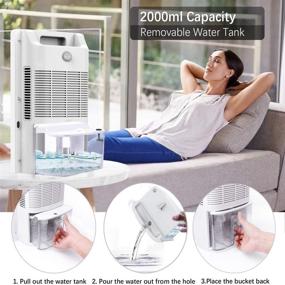 img 1 attached to 🌧️ Posdry 2000ML Dehumidifiers – Portable, Quiet, and Compact with Drain Hose, Auto Shut-off, Remote Control - Ideal for Home, Basement, Bedroom, Bathroom, Garage, RV, Closet, Caravan (480 Sq.Ft)