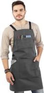 👨 under ny sky essential gray apron: heavy duty waxed canvas, cross-back design, leather reinforcement - versatile adjustable apron for men and women - ideal for pro mechanics, welding, woodwork, blacksmithing, and servers logo