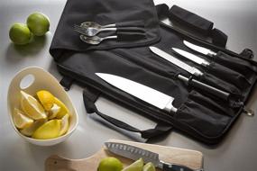 img 3 attached to Chef Knife Roll Bag (6 slots) - Padded Holder for 5 Knives with Protected Pouch for Knife Steel! Durable Carrier with Shoulder Strap, Handle, and Business Card Holder