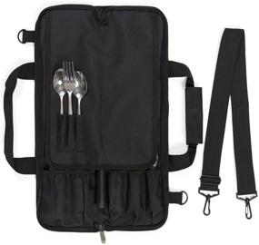 img 2 attached to Chef Knife Roll Bag (6 slots) - Padded Holder for 5 Knives with Protected Pouch for Knife Steel! Durable Carrier with Shoulder Strap, Handle, and Business Card Holder