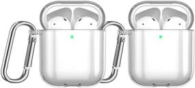 img 4 attached to 🎧 [2Pack] Clear AirPods 1 & 2 Case with Carabiner/Keychain - Front LED Visible, Shockproof, Glossy Anti-dust Hard Protector for AirPods Charging Case 2 & 1