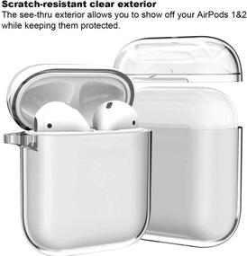 img 2 attached to 🎧 [2Пака] Чехол Clear AirPods 1 и 2 с Карабином/Брелоком - Видимый передний светодиод, Ударопрочный, Блестящий противопылевой жесткий защитник для чехла AirPods Charging Case 2 и 1