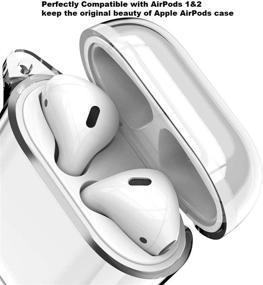 img 3 attached to 🎧 [2Пака] Чехол Clear AirPods 1 и 2 с Карабином/Брелоком - Видимый передний светодиод, Ударопрочный, Блестящий противопылевой жесткий защитник для чехла AirPods Charging Case 2 и 1