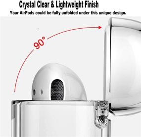 img 1 attached to 🎧 [2Pack] Clear AirPods 1 & 2 Case with Carabiner/Keychain - Front LED Visible, Shockproof, Glossy Anti-dust Hard Protector for AirPods Charging Case 2 & 1