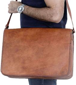 img 1 attached to 👜 Handmade Leather Laptop Messenger Bag - 18 Inch Satchel Computer Bags for Men and Women