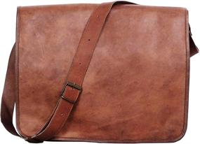 img 4 attached to 👜 Handmade Leather Laptop Messenger Bag - 18 Inch Satchel Computer Bags for Men and Women