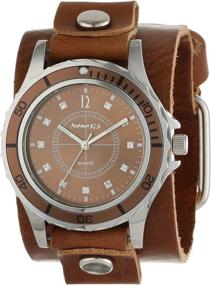 img 4 attached to ⌚ Часы коллекции Nemesis Women's Brown на кожаном ремешке с камнями - BGB092B