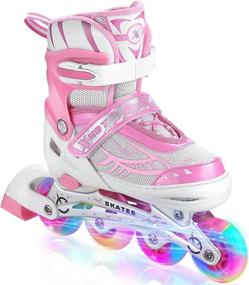 img 4 attached to 🎁 Hikole Adjustable Inline Skates for Kids: All Light Up Wheels & Blades for Beginner Boys, Girls, Men & Women - Perfect Christmas Gift!