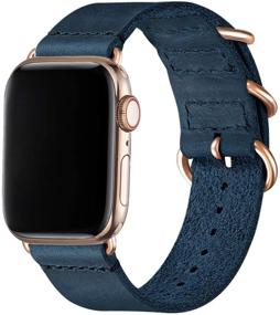 img 4 attached to Vintage Leather Bands Compatible With Apple Watch Band 38Mm 40Mm 42Mm 44Mm