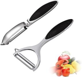 img 4 attached to 🥕 Eliamo 2-Pack Vegetable Peelers with Carbon Steel Blades - Rust-Free Tools for Effortless Peeling of Apples, Carrots, Potatoes in the Kitchen