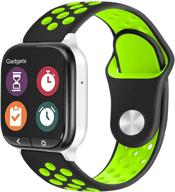 🌈 zsmj replacement kids band - 20mm breathable soft sport band for verizon gizmo watch 2 / gizmo watch 1 (black green) logo