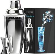 🍸 nuvantee cocktail shaker set: premium stainless steel martini & drink mixer with built-in strainer, measuring jigger, and bartending kit logo