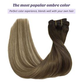 img 3 attached to 🌰 DOORES Remy Hair Extensions: Clip-In Balayage Walnut Brown to Ash Brown & Bleach Blonde – 120g, 22 Inch, 7pcs – Straight Real Hair Extensions