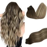 🌰 doores remy hair extensions: clip-in balayage walnut brown to ash brown & bleach blonde – 120g, 22 inch, 7pcs – straight real hair extensions logo