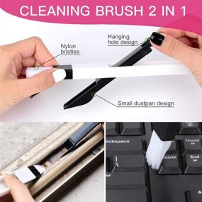img 1 attached to 🧹 Set of 5 Hand-held Groove Gap Cleaning Tools - FANDAMEI 4PCS Window Door Sliding Track Cleaning Brush with 1PCS Dustpan Cleaning Brushes - Ideal Home Kitchen Cleaning Brush Tool