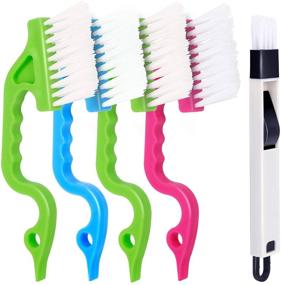 img 4 attached to 🧹 Set of 5 Hand-held Groove Gap Cleaning Tools - FANDAMEI 4PCS Window Door Sliding Track Cleaning Brush with 1PCS Dustpan Cleaning Brushes - Ideal Home Kitchen Cleaning Brush Tool