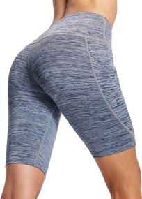 img 3 attached to 🩲 Neleus Women's High Waist Yoga Shorts with Tummy Control, Pocket & Compression – Perfect for Workout and Running