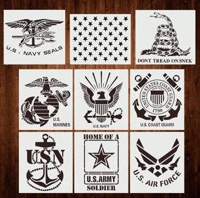 img 4 attached to Reusable 9-Style Plastic Military Stencil Template – Ideal for DIY Drawing, Painting, and Crafts on Plastic, Wood, Walls, and More!