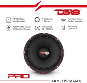 img 3 attached to 🔊 DS18 PRO-EXL104MB Громкоговоритель - Ультимативный автомобильный аудио среднечастотный динамик: 10", максимальная мощность 1000 Вт, 500 Вт RMS, 4 Ом, Ферритовый магнит (1 динамик)