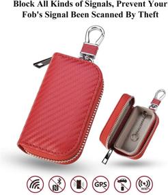 img 1 attached to Protect Your Car Key Fob Signal with 🚗 MONOJOY Faraday Bag: Red Key Pouch for Effective Signal Blocking