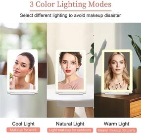 img 3 attached to 💄 Enhanced Rechargeable Makeup Vanity Mirror: 72 LED Lights, Portable & Travel-friendly, 3 Color Lighting Options, Dimmable Touch Screen, Foldable Cosmetic Mirror with Lights