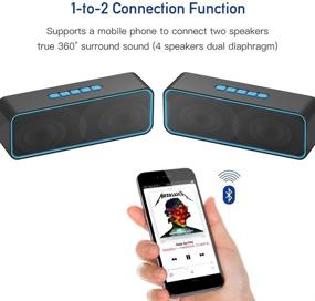 img 2 attached to 🔊 Sonkir Портативная колонка Bluetooth, беспроводная аудиосистема TWS Bluetooth 5.0 с трехмерным стерео-сабвуфером, встроенным аккумулятором 1500 мАч, усиленным Hi-Fi басом, время работы 12 часов (синий).