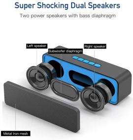 img 3 attached to 🔊 Sonkir Портативная колонка Bluetooth, беспроводная аудиосистема TWS Bluetooth 5.0 с трехмерным стерео-сабвуфером, встроенным аккумулятором 1500 мАч, усиленным Hi-Fi басом, время работы 12 часов (синий).