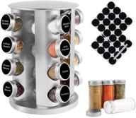 🌶️ efficient rotating spice rack organizer - 16 jars - stainless steel standing tower for kitchen logo