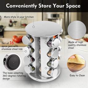 img 1 attached to 🌶️ Efficient Rotating Spice Rack Organizer - 16 Jars - Stainless Steel Standing Tower for Kitchen