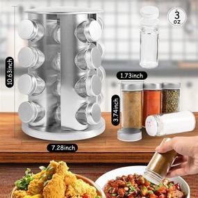 img 3 attached to 🌶️ Efficient Rotating Spice Rack Organizer - 16 Jars - Stainless Steel Standing Tower for Kitchen