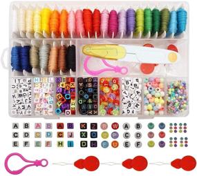 img 4 attached to 🎁 Peirich Friendship Bracelet Making Kit with Letter Beads, 22 Multi-Color Embroidery Floss, Over 1900 A-Z Alphabet Beads, Bracelet String Kit for Jewelry Making, Ideal for Christmas and Birthday Gifts
