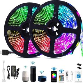 img 4 attached to 32.8ft WERSEON LED Strip Lights Kit - Waterproof RGB 300LED Light Strips, Compatible with Alexa & Google Home, Music Sync for Room TV Kitchen Home Party