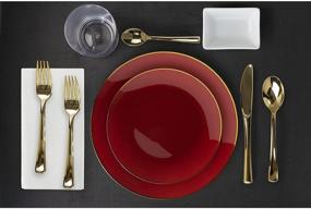 img 3 attached to 🍽️ Trendables Burgundy Plastic Disposable Party Plate Set with Plastic Cutlery - 10 Pack: Spoons, Forks, Knives - Plastic Dinnerware Sets - Serves 10