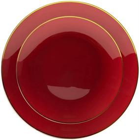 img 1 attached to 🍽️ Trendables Burgundy Plastic Disposable Party Plate Set with Plastic Cutlery - 10 Pack: Spoons, Forks, Knives - Plastic Dinnerware Sets - Serves 10