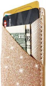 img 3 attached to 📱 Rose Gold Sparkle Glitter Adhesive Cell Phone Wallet Holder Pouch for iPhone, Samsung, Android, and Smartphones - Pack of 2