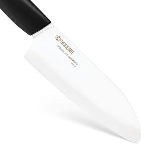 img 1 attached to 🔪 Kyocera Advanced Ceramic Revolution 4-piece Knife Set: High-quality Black Handle with White Blades - Perfect for Chef's, Santoku, Utility, and Paring