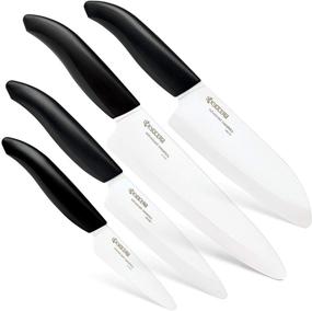 img 4 attached to 🔪 Kyocera Advanced Ceramic Revolution 4-piece Knife Set: High-quality Black Handle with White Blades - Perfect for Chef's, Santoku, Utility, and Paring