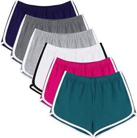 img 4 attached to URATOT 6-Piece Cotton Sports Shorts: Women's Yoga, Dance, and Running Shorts