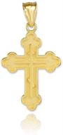 🌟 exquisite 10k gold eastern orthodox cross charm pendant - certified authentic (yellow-gold) logo