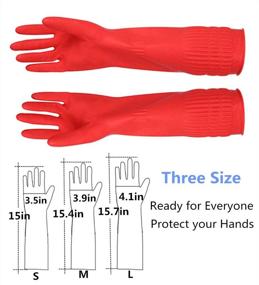 img 3 attached to 🧤 Multipurpose Waterproof Rubber Cleaning Gloves - 3 Pairs for Kitchen Dishwashing & More (Large, Reusable)