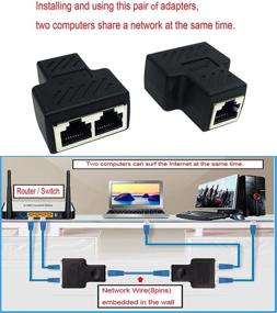 img 3 attached to 🔌 Enhance Your Network Connectivity with CERRXIAN RJ45 Splitter Adapter - RJ45 Female to 2 Female Splitter Coupler LAN Ethernet Network 1 to 2 Adapter (2-Pack)