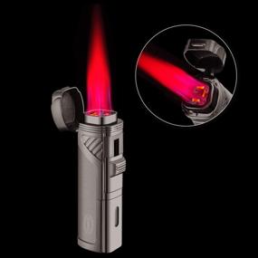 img 1 attached to 🔥 Powerful Cobber Torch Lighter: Quad 4 Jet Red Flame Butane Cigar Lighter with Punch - Gunmetal Gray - Refillable & Reliable