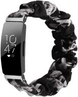 резинки ocebeec совместимые с fitbit inspire 2 /inspire hr/inspire bands, женские мягкие запасные эластичные тканевые ремешки с узором, браслет из тканевого материала с принтом - стильный черно-серый цветок для улучшения seo. логотип