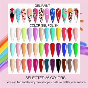 img 3 attached to 💅 Saviland Gel Paint Kit - 36 Colors Rainbow Candy Gel Nail Polish Set | Pink Nude White Blue Black Soak Off UV/LED Gel Polish Nail Kit with 15pcs Nail Brush for Nail Art Design